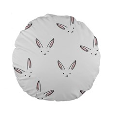 Bunny Line Rabbit Face Animals White Pink Standard 15  Premium Flano Round Cushions