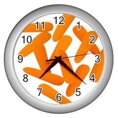 Carrot Vegetables Orange Wall Clocks (silver) 