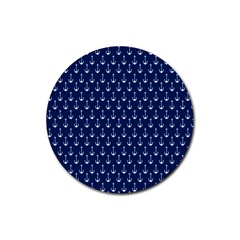 Blue White Anchor Rubber Round Coaster (4 Pack) 