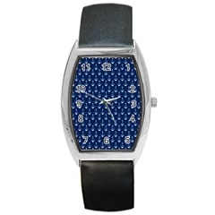 Blue White Anchor Barrel Style Metal Watch by Mariart