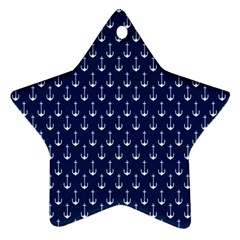 Blue White Anchor Star Ornament (two Sides) by Mariart