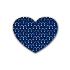 Blue White Anchor Rubber Coaster (heart) 