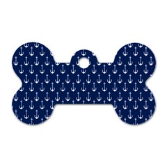 Blue White Anchor Dog Tag Bone (two Sides)