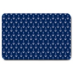 Blue White Anchor Large Doormat  by Mariart