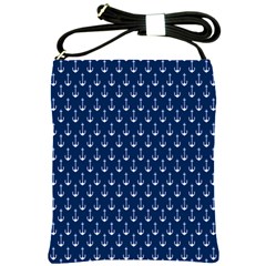 Blue White Anchor Shoulder Sling Bags by Mariart