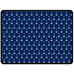 Blue White Anchor Fleece Blanket (large)  by Mariart