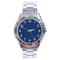 Blue White Anchor Stainless Steel Analogue Watch by Mariart