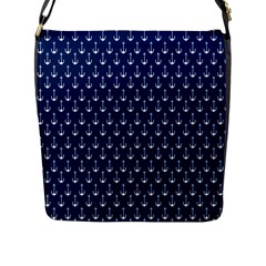 Blue White Anchor Flap Messenger Bag (l) 