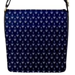 Blue White Anchor Flap Messenger Bag (s) by Mariart