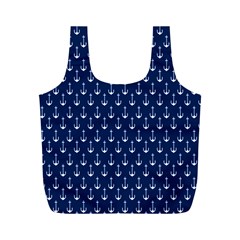 Blue White Anchor Full Print Recycle Bags (m)  by Mariart