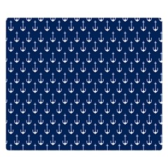 Blue White Anchor Double Sided Flano Blanket (small)  by Mariart