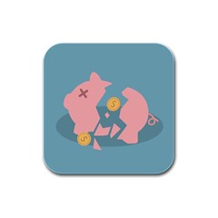 Coins Pink Coins Piggy Bank Dollars Money Tubes Rubber Square Coaster (4 Pack)  by Mariart