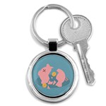 Coins Pink Coins Piggy Bank Dollars Money Tubes Key Chains (Round)  Front