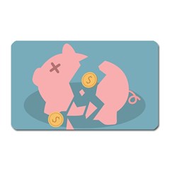 Coins Pink Coins Piggy Bank Dollars Money Tubes Magnet (rectangular) by Mariart