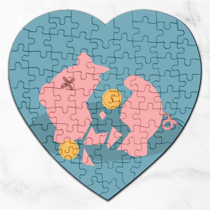 Coins Pink Coins Piggy Bank Dollars Money Tubes Jigsaw Puzzle (Heart)