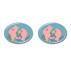 Coins Pink Coins Piggy Bank Dollars Money Tubes Cufflinks (oval) by Mariart