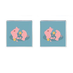 Coins Pink Coins Piggy Bank Dollars Money Tubes Cufflinks (square) by Mariart