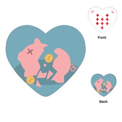 Coins Pink Coins Piggy Bank Dollars Money Tubes Playing Cards (heart)  by Mariart