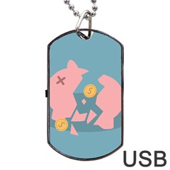 Coins Pink Coins Piggy Bank Dollars Money Tubes Dog Tag Usb Flash (two Sides) by Mariart