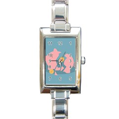 Coins Pink Coins Piggy Bank Dollars Money Tubes Rectangle Italian Charm Watch by Mariart