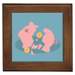 Coins Pink Coins Piggy Bank Dollars Money Tubes Framed Tiles