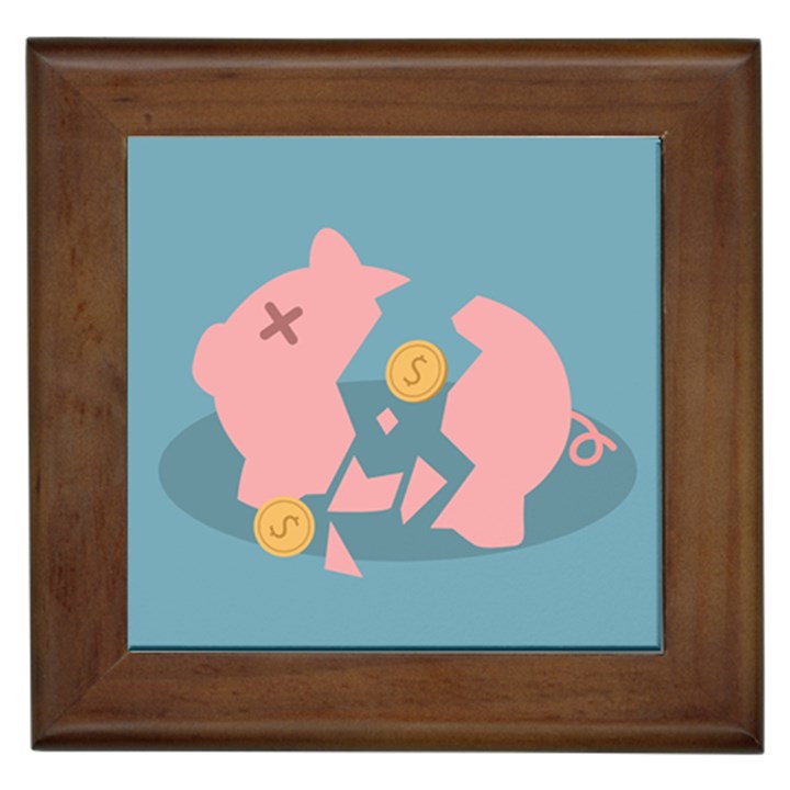 Coins Pink Coins Piggy Bank Dollars Money Tubes Framed Tiles