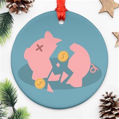 Coins Pink Coins Piggy Bank Dollars Money Tubes Round Ornament (two Sides) by Mariart