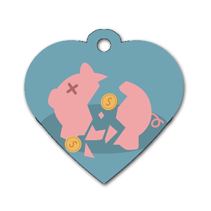 Coins Pink Coins Piggy Bank Dollars Money Tubes Dog Tag Heart (Two Sides)