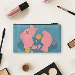 Coins Pink Coins Piggy Bank Dollars Money Tubes Cosmetic Bag (Small)  Back