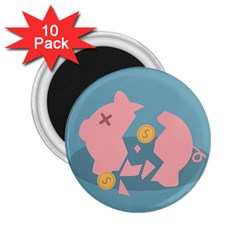 Coins Pink Coins Piggy Bank Dollars Money Tubes 2 25  Magnets (10 Pack)  by Mariart