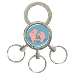 Coins Pink Coins Piggy Bank Dollars Money Tubes 3-ring Key Chains by Mariart