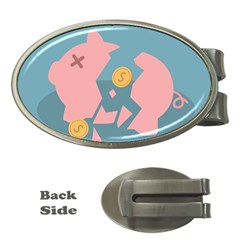 Coins Pink Coins Piggy Bank Dollars Money Tubes Money Clips (oval)  by Mariart