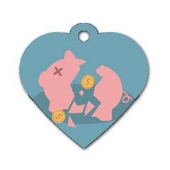 Coins Pink Coins Piggy Bank Dollars Money Tubes Dog Tag Heart (one Side) by Mariart