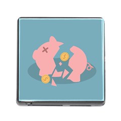 Coins Pink Coins Piggy Bank Dollars Money Tubes Memory Card Reader (square) by Mariart