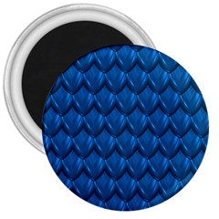 Blue Dragon Snakeskin Skin Snake Wave Chefron 3  Magnets by Mariart