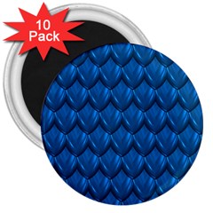 Blue Dragon Snakeskin Skin Snake Wave Chefron 3  Magnets (10 Pack) 