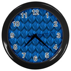 Blue Dragon Snakeskin Skin Snake Wave Chefron Wall Clocks (black) by Mariart