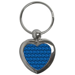 Blue Dragon Snakeskin Skin Snake Wave Chefron Key Chains (heart)  by Mariart