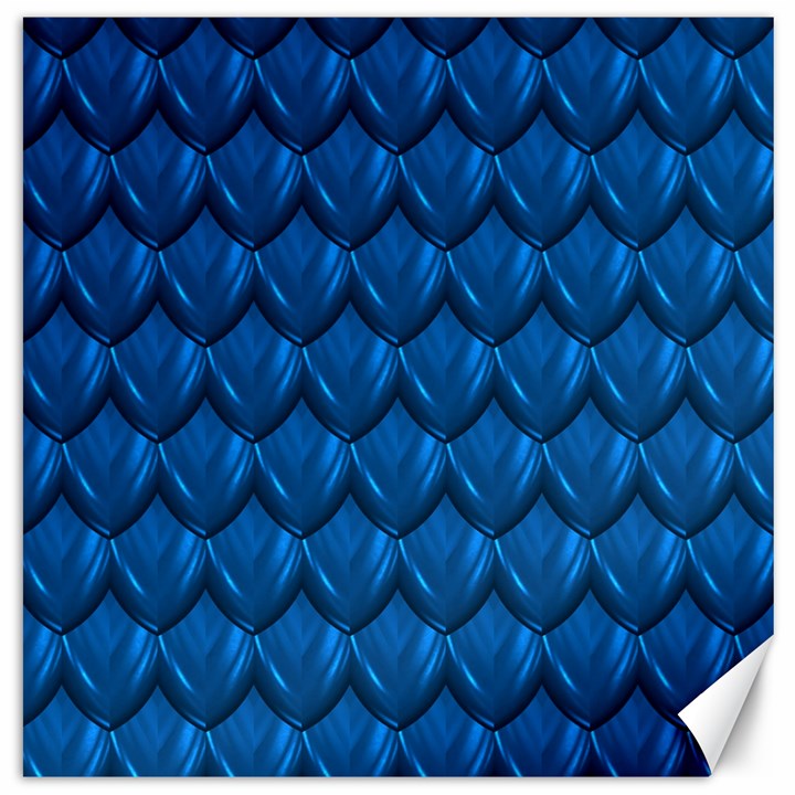 Blue Dragon Snakeskin Skin Snake Wave Chefron Canvas 12  x 12  