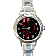 Dove Red Black Fly Animals Bird Round Italian Charm Watch