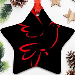 Dove Red Black Fly Animals Bird Ornament (star) by Mariart