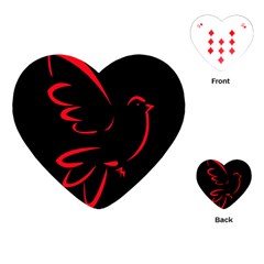 Dove Red Black Fly Animals Bird Playing Cards (heart)  by Mariart