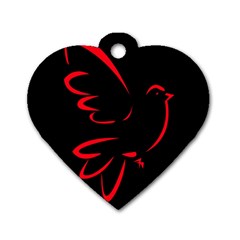 Dove Red Black Fly Animals Bird Dog Tag Heart (two Sides) by Mariart