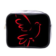 Dove Red Black Fly Animals Bird Mini Toiletries Bags by Mariart