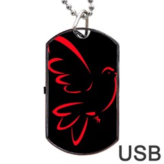 Dove Red Black Fly Animals Bird Dog Tag Usb Flash (one Side) by Mariart