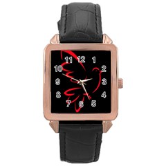 Dove Red Black Fly Animals Bird Rose Gold Leather Watch  by Mariart