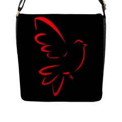 Dove Red Black Fly Animals Bird Flap Messenger Bag (l)  by Mariart