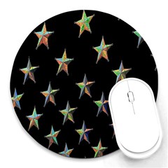 Colorful Gold Star Christmas Round Mousepads by Mariart