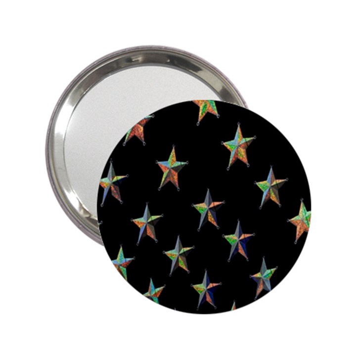 Colorful Gold Star Christmas 2.25  Handbag Mirrors