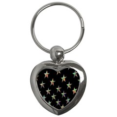 Colorful Gold Star Christmas Key Chains (heart)  by Mariart